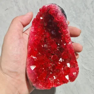 1PC Rare Red Geode Cut Base - Home & Office Decor