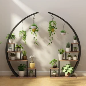 2pcs 5-Tier Metal Plant Stand Indoor Half Moon